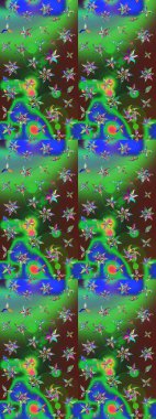 Raster illüstrasyonundaki çiçek desenli çizim. Düz Çiçek Elementleri Tasarımı. Güzel kumaş deseni. Renkli Bahar Teması çizim şablonu.