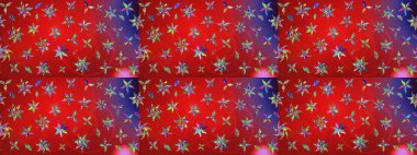 Kırmızı ve mor renklerde. 3D çiçekler, eskiz. Raster illüstrasyonu.