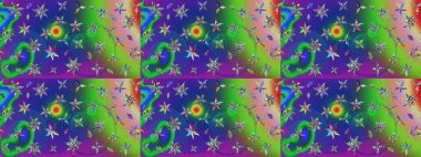 El çizimi Raster çizimi. Çizim çiçek deseni duvar kağıdı, web sitesi arka planı, ambalaj kağıdı, davetiye, broşür, afiş veya web sitesi için kullanılabilir. Parlak elementlerin.