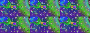 Sketch Colour Spring Theme eskiz kalıbı. Sevimli çiçek raster deseni. Düz Çiçek Elementleri Tasarımı. Yeşil ve mavi renkte çiçekler.