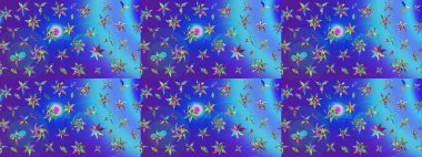 Sevimli çiçek raster deseni. Sketch Colour Spring Theme eskiz kalıbı. Düz Çiçek Elementleri Tasarımı. Mavi ve mor renkte çiçekler.