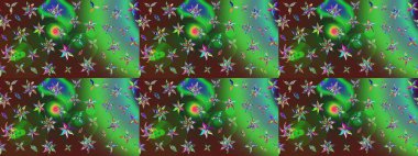 Üst manzara, yumuşak stil. Sevgililer günü ve tebrik kartı konsepti için şık bir davetiye. Yeşil ve kahverengi renkte manzaralı çiçek deseni. Çiçek kompozisyonu, el boyası, hassas şablon..