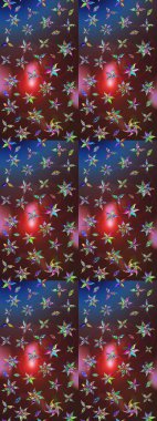 Raster illüstrasyonundaki çiçek desenli çizim. Renkli Bahar Teması eskiz kalıbı. Kahverengi ve mavi renkli çiçekler. Düz Çiçek Elementleri Tasarımı.