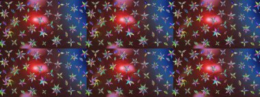 Raster illüstrasyonundaki çiçek desenli çizim. Renkli Bahar Teması eskiz kalıbı. Kahverengi ve mavi renkli çiçekler. Düz Çiçek Elementleri Tasarımı.