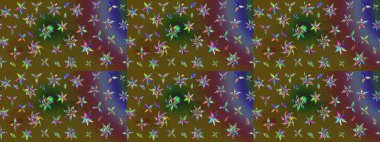 Düz Çiçek Elementleri Tasarımı. Sketch Colour Spring Theme eskiz kalıbı. Sevimli çiçek raster deseni. Yeşil ve kahverengi renkte çiçekler.