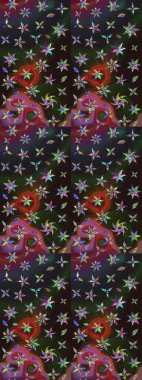 Raster illüstrasyonu. Güzel karalamalı çiçek desenli çizim. Güzel kumaş deseni. Küçük çiçekte sevimli çiçek deseni var..