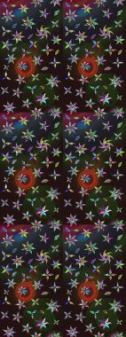 Çiçek duvar kağıdı. Renkli süs kenarı. Raster illüstrasyonu. Hint süsü. Gri ve kahverengi renklerde. Çizim deseni.