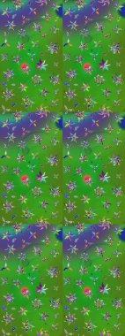 Yeşil ve mavi renkte çiçekler. Robot resim. Şirin çiçek elementleri. Raster illüstrasyonu.