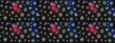 Raster illüstrasyonu. Gri ve mavi renkli güzel bir tekstil. Suluboya çiçekli çiçek deseni.