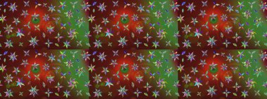 Kahverengi ve yeşil renkli çiçekler. Çiçekli karalama şeklinde Raster çiçek deseni. Yumuşak, yaz çiçekli arka plan.