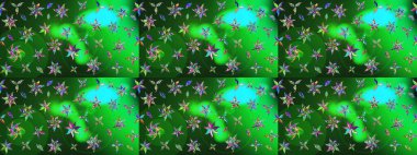 Yeşil ve mavi renkte çiçekler. Renkli Bahar Teması eskiz kalıbı. Düz Çiçek Elementleri Tasarımı. Güzel çiçek deseni..