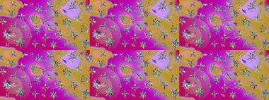 Raster çiçek desenleri çiziyor. Vadinin çiçekleri morumsu ve mor renkte.