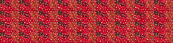 Raster düz çiçek çizim deseni. Hediye ambalaj kağıdı, tebrik kartları, posterler ve pankart tasarımı. Kırmızı ve kahverengi renkte çiçekler.