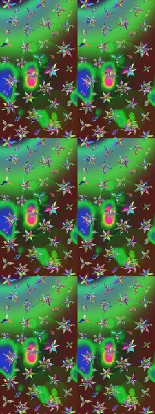 Yeşil ve kahverengi renkli çiçekler. Çiçekli eskiz çizimi. Renkli Yaz Temalı eskiz kalıbı. Düz Çiçek Elementleri Tasarımı.