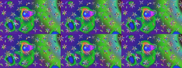 Yeşil ve mavi renklerde. Çiçekli güzel suluboya desen. Raster illüstrasyonu.