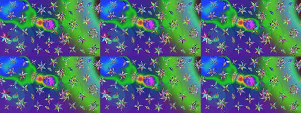 Sketch Colour Spring Theme eskiz kalıbı. Sevimli çiçek raster deseni. Düz Çiçek Elementleri Tasarımı. Yeşil ve mavi renkte çiçekler.