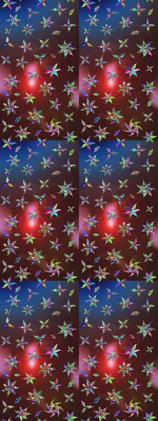 Raster illüstrasyonundaki çiçek desenli çizim. Renkli Bahar Teması eskiz kalıbı. Kahverengi ve mavi renkli çiçekler. Düz Çiçek Elementleri Tasarımı.