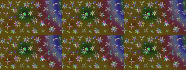 Düz Çiçek Elementleri Tasarımı. Sketch Colour Spring Theme eskiz kalıbı. Sevimli çiçek raster deseni. Yeşil ve kahverengi renkte çiçekler.