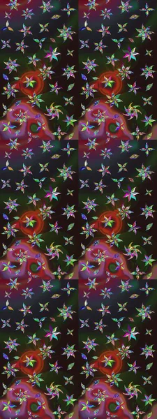 Raster illüstrasyonu. Güzel karalamalı çiçek desenli çizim. Güzel kumaş deseni. Küçük çiçekte sevimli çiçek deseni var..