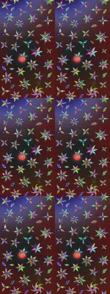 Sanat küçük ve kahverengi stili çiçekler ve yapraklar. Raster deseni. Mor ve kahverengi el çizimi desen. Karalama çiçekleri çizim deseni.