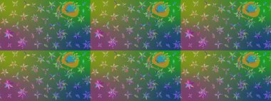 Düz Çiçek Elementleri Tasarımı. Modaya uygun kumaş deseni. Renkli Yaz Temalı eskiz kalıbı. Sevimli çiçek raster deseni.