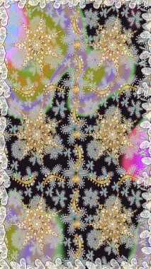 Klasik klasik klasik arka plan. Geleneksel oryantasyon süsü. Kusursuz klasik raster grisi, nötr ve altın desenli.