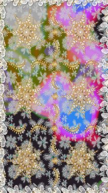 Kusursuz soyut bir arkaplan. Raster illüstrasyonu. Oriental raster klasik gri, nötr ve altın desenli.