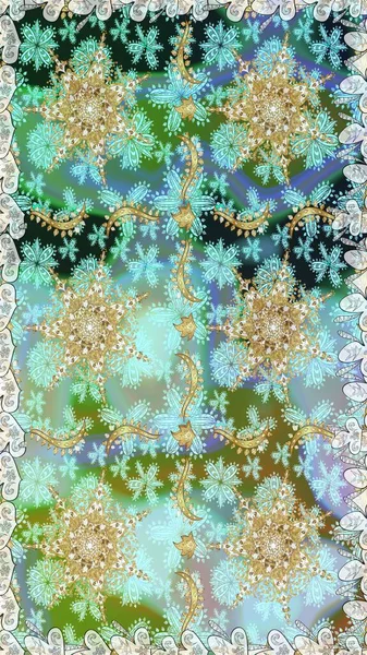 Kusursuz klasik raster nötr, mavi ve altın desenli. Klasik klasik klasik arka plan. Geleneksel oryantasyon süsü.