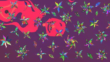 Mor ve pembe renklerde. Raster illüstrasyonu. Mor ve pembe renkte mor ve pembe papatyalar deseni.