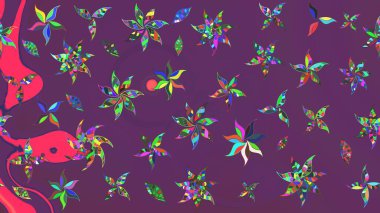 Klasik taslak çizimi. Raster Yumuşak kumaş deseni. Çiçek moru ve yeşil çizim deseni. Raster çiçek izi..