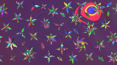 Raster illüstrasyonu. Çiçek buketleriyle klasik bir eskiz şekli. Mor ve mor renklerde.