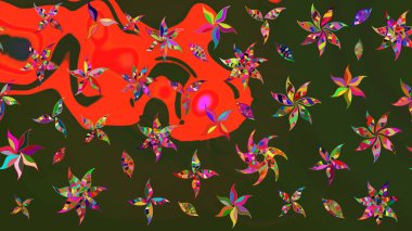 Güzel suluboya çiçekler, parlak resimler ilham verici yeşil ve gri çiçek desenli eskiz arka planı. Raster..