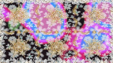 Kusursuz altın desen. Tarafsız ve gri renklerdeki altın desenli altın elementler. Raster doğulu süsü.