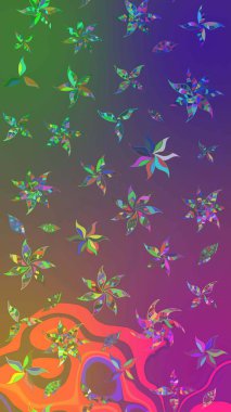 Sabıka fotoğraflarında, bebek kıyafetlerinde, duvar kâğıtlarında, paket kutularında falan kullanılabilir. Zarif, parlak ve eskiz mor ve yeşil çiçek desenli tasarım. Raster..