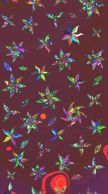 Nazik, narin çiçek arkaplanı. Kahverengi ve yeşil renkli çiçekler. Raster çiçek desenli ve çiçekli..