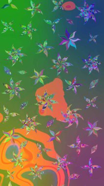 Vadinin yeşil ve mavi renkli çiçekleri. Raster çiçek desenleri çiziyor..