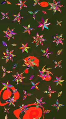 Elle çizilmiş çiçek desenli Raster çizimi. Tekstil, kumaş, ambalaj, hatıra defteri için hoş bir çiçek arkaplanı. Gri ve yeşil arka planda. Çocuksu tasarım.