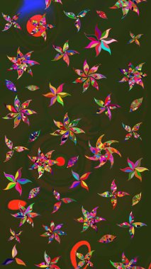 Raster düz çiçek çizim deseni. Gri ve yeşil renkli çiçekler. Tasarım hediye paketi, tebrik kartları, posterler ve afiş tasarımı.