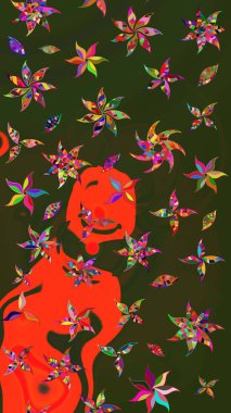 Renkli Bahar Teması eskiz kalıbı. Düz Çiçek Elementleri Tasarımı. Çiçek desenli eskiz, yaz çiçekleri. Yeşil ve gri renkte çiçekler.