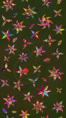 Çizim çiçek deseni duvar kağıdı, web sitesi arka planı, ambalaj kağıdı, davetiye, broşür, afiş veya web sitesi için kullanılabilir. Parlak elementlerin. El çizimi Raster illüstrasyonu.