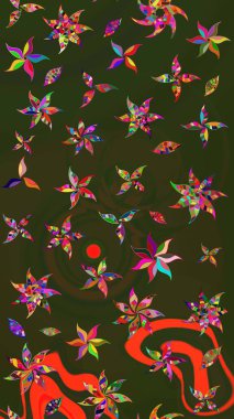 Küçük bir çiçekte eskiz deseni. Raster illüstrasyonu. Güzel kumaş deseni. Güzel çiçek arkaplanı..