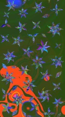 Şirin çiçek elementleri. Raster illüstrasyonu. Taslak desenli, modaya uygun kumaş deseni. Renkli Bahar Teması eskiz kalıbı. Düz Çiçek Elementleri Tasarımı.