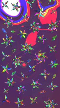 Yapraklı çizim şekli. Tekstil için figür. Poster ya da kapak için arka plan. Şirin, zarif çiçekler Raster illüstrasyonu. Davetiye ve kartpostal tasarımı için dekoratif çiçek unsurları.