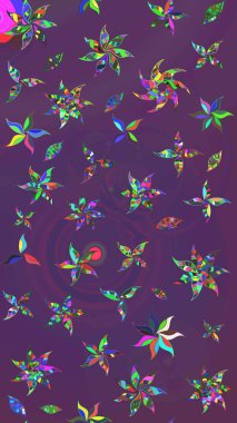 Yaz çiçekleri teması. Mor ve mor renkler. El çizimi, soyut ve süslü elementler. Suluboya resim taklit Raster çizimi. Klasik çiçekler..