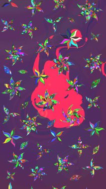 Robot resim. Raster illüstrasyonu. Küçük çiçekte sevimli çiçek deseni var..