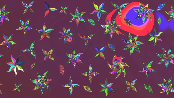 Soyut etnik raster çizim kalıbı. Kabile sanatı boho baskısı, klasik çiçek arkaplanı. Arkaplan dokusu, duvar kağıdı, kahverengi ve mor renkli çiçek teması.