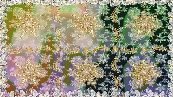 Antika altın tekrarlanabilir duvar kağıdı. Damask pürüzsüz yineleme kalıbı. Tarafsız ve gri renklerde altın element. Barok tarzında altın çiçekli süs..