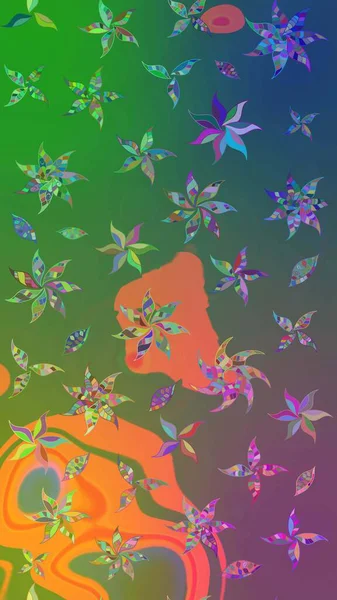 Vadinin yeşil ve mavi renkli çiçekleri. Raster çiçek desenleri çiziyor..