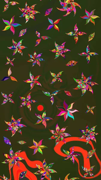 Küçük bir çiçekte eskiz deseni. Raster illüstrasyonu. Güzel kumaş deseni. Güzel çiçek arkaplanı..