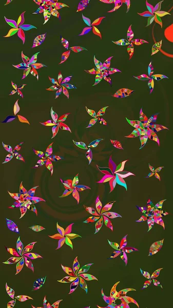 Yeşil ve gri renkli çiçekler. Raster düz çiçek çizim deseni. Tasarım hediye paketi, tebrik kartları, posterler ve afiş tasarımı.